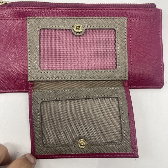 Neiman Marcus Fuschia Pebbled Leather Belt Wallet - Picture 2 of 8